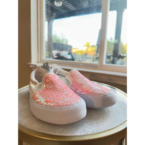 Cat & Jack Girls Size 3 Slip-On Sneakers | Pink Sequin Iridescent Shoes NWT - Picture 7 of 11